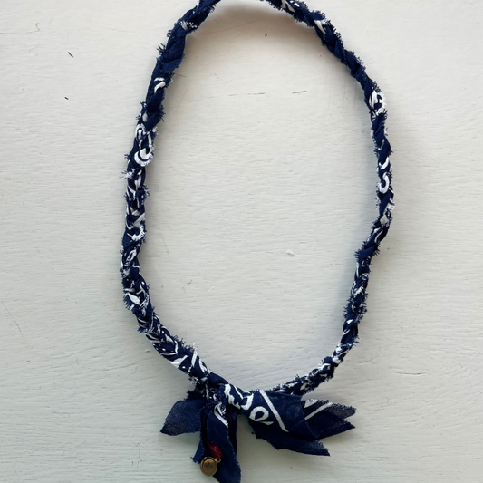 Dark Blue Braided Bandana Necklace