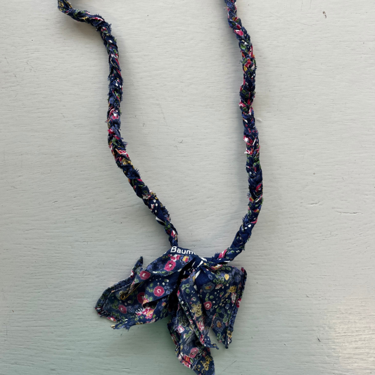 Dark Blue Flower Braided Bandana Necklace