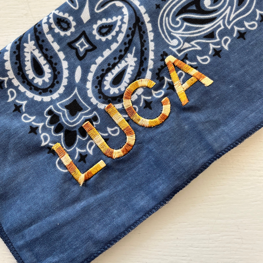 Let's personalize! Blue bandana with golden/brown ombre