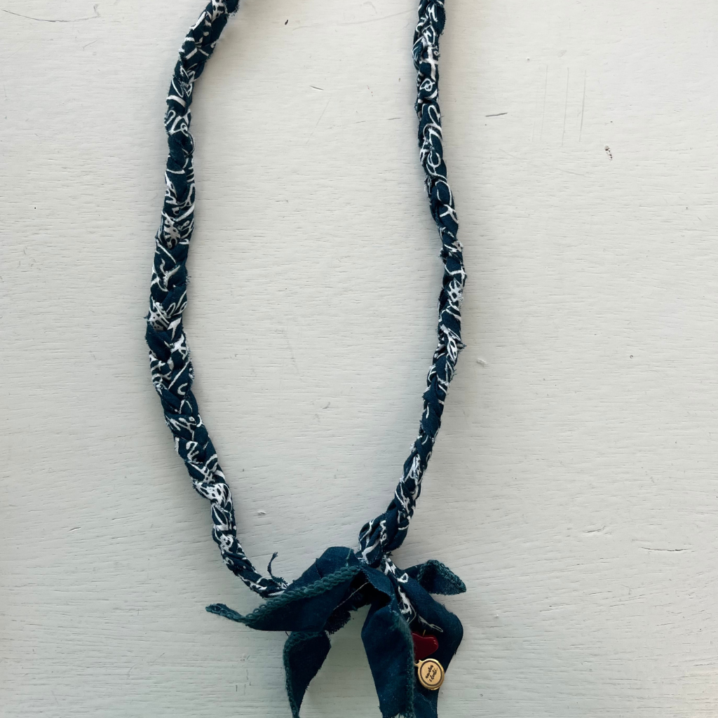 Dark Green/Blue Braided Bandana Necklace