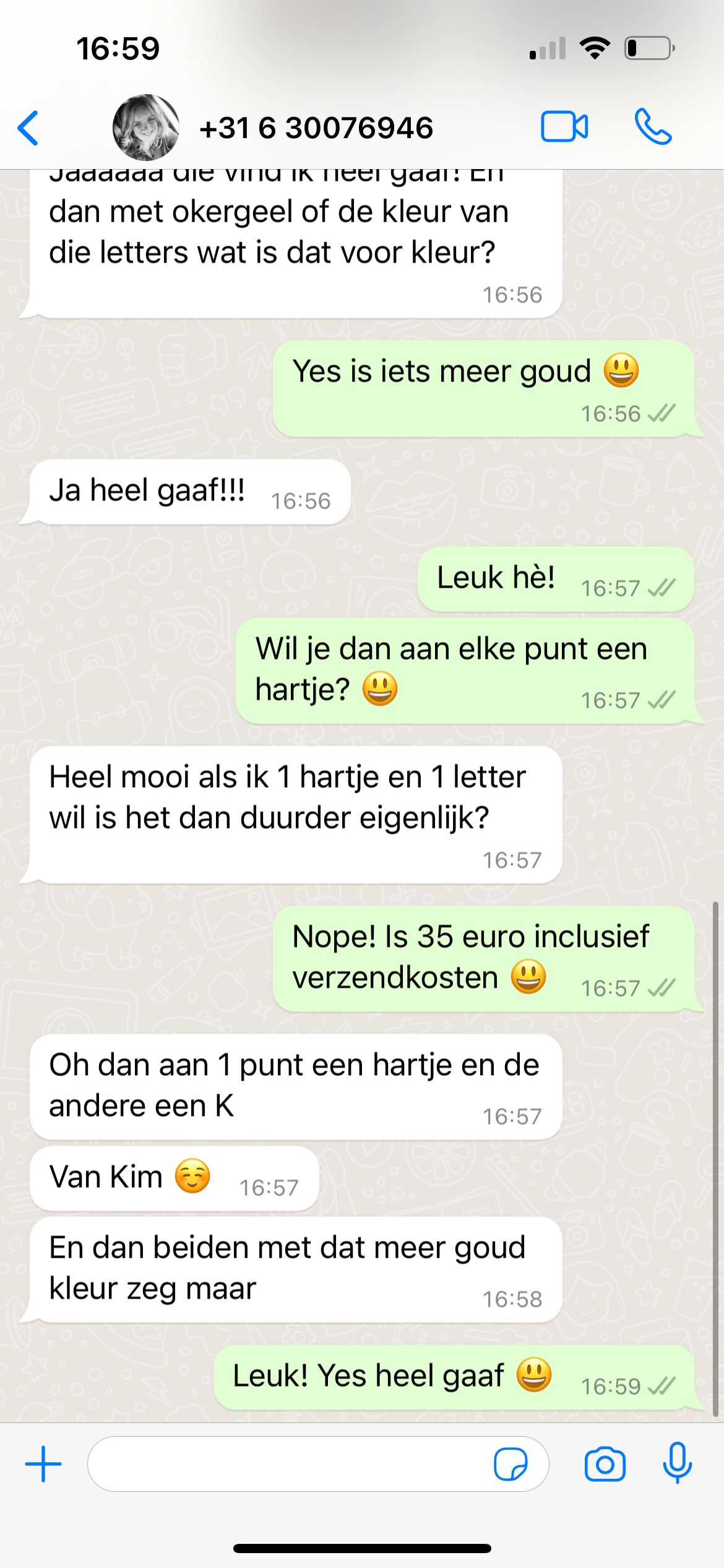 Panter met K en hartje in goud