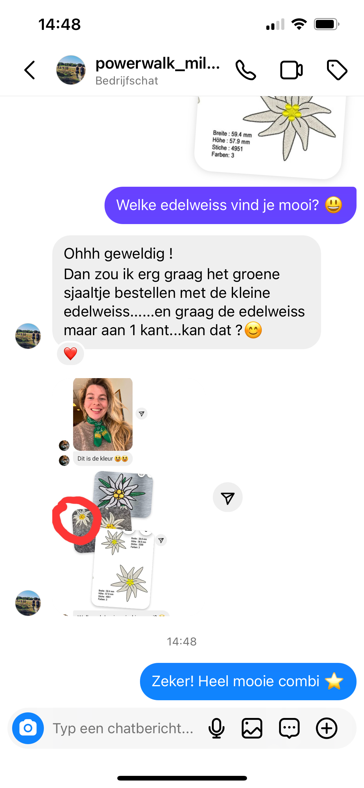 Groene bandana met een edelweiss