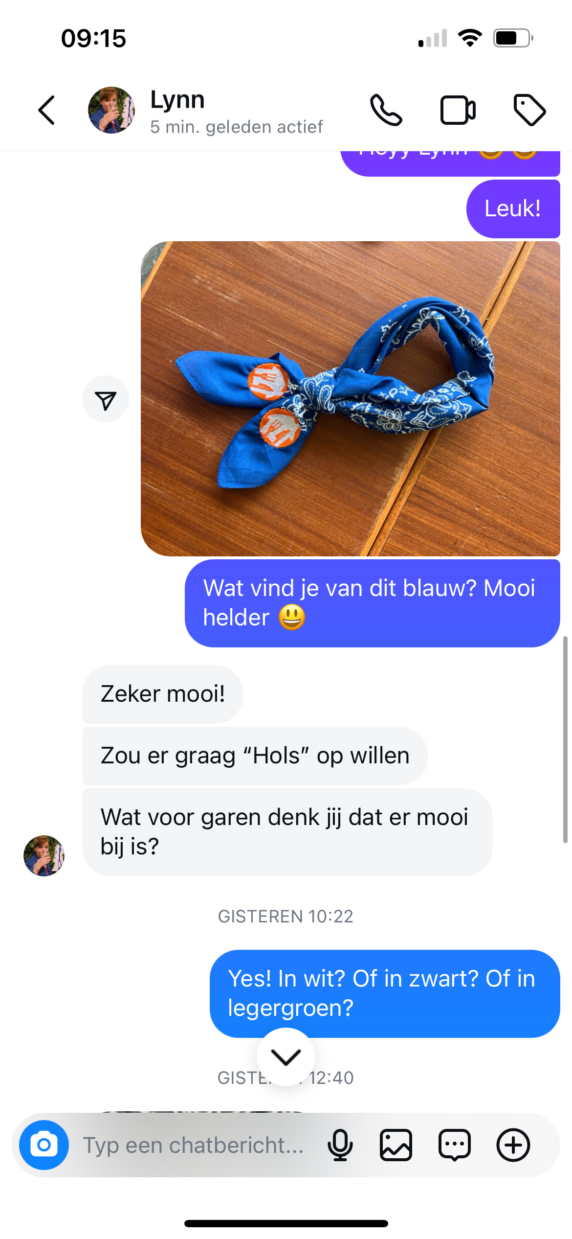 Blauwe bandana met HOLS