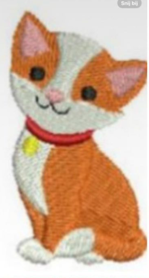 Symbool 1: de kat maar als het kan dan wat nu oranje is zwart en met een lila achtig halsbandje (zoals de letters op het sjaaltje) Symbool 2 een croissantje