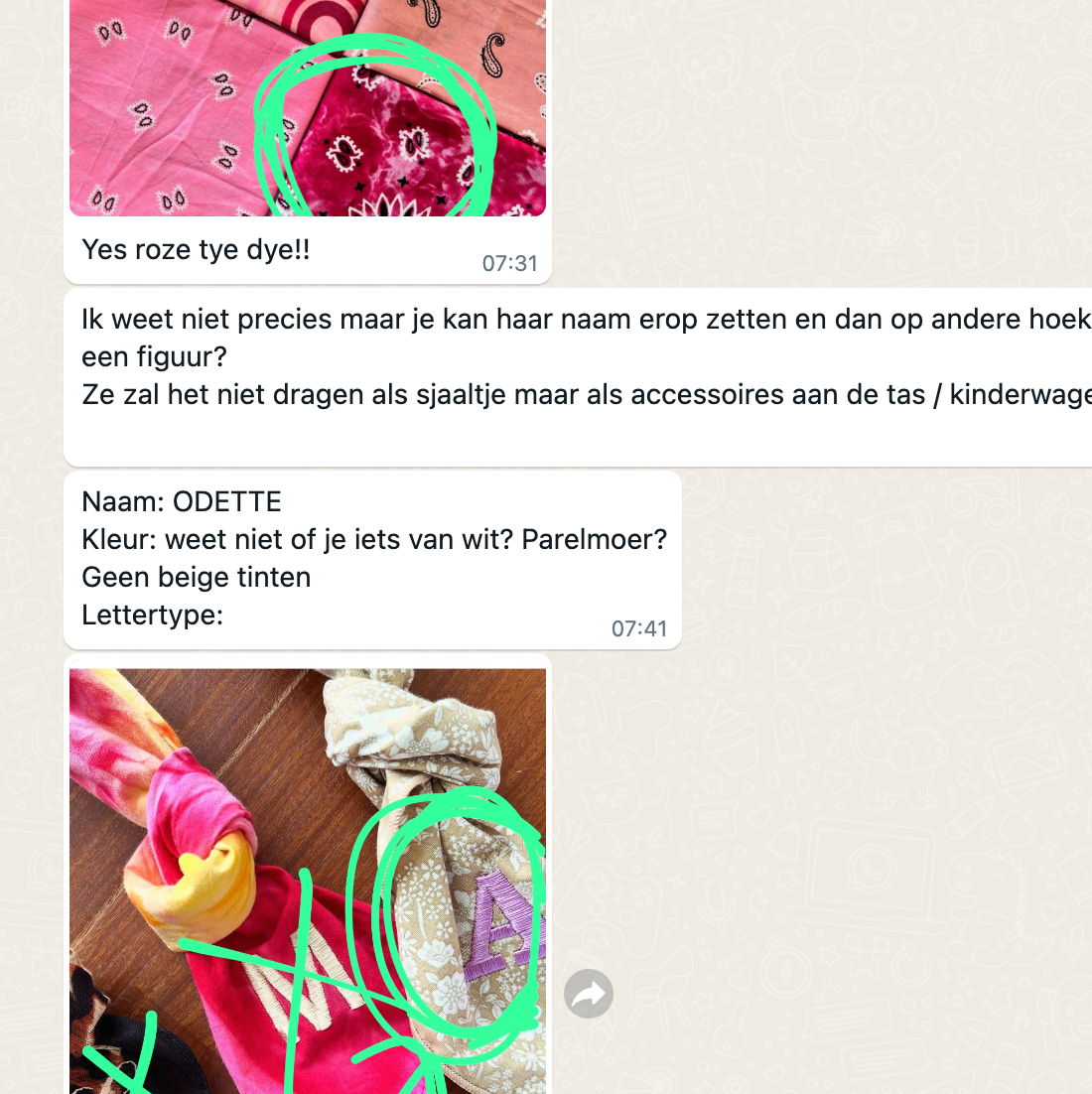 Bandana met naam + symbool = 40 euro inclusief verzending