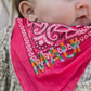 Let's personalize! Fuscia bandana with multi colored yarn