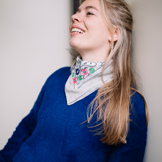 Beige bandana with flower design