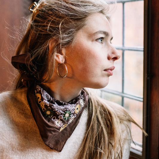 Brown bandana with flower design